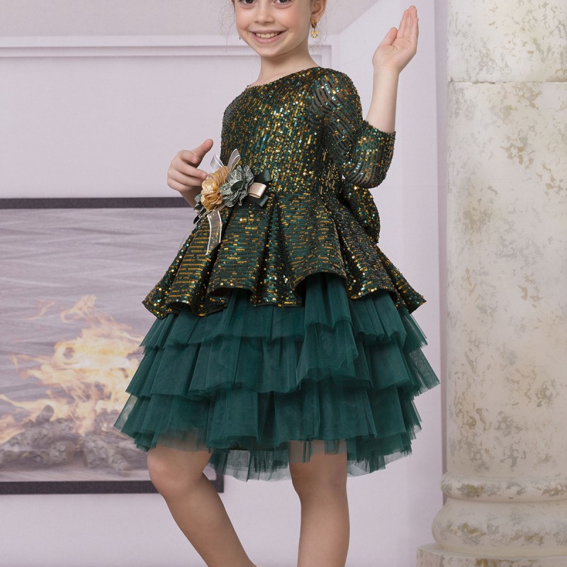 PAYETLİ KIZ ÇOCUK ELBİSE