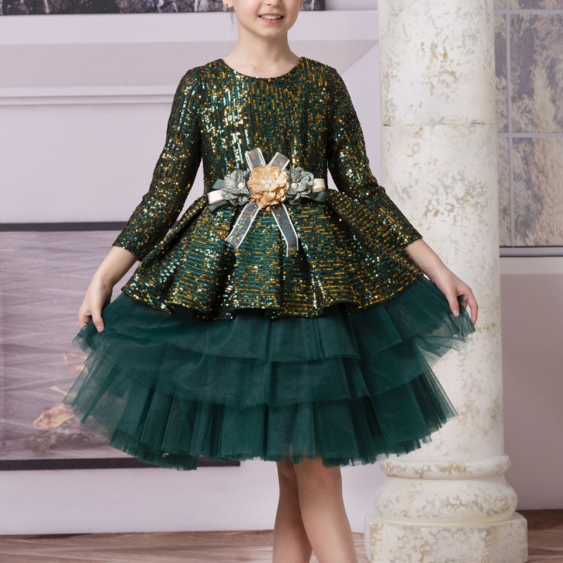 PAYETLİ KIZ ÇOCUK ELBİSE