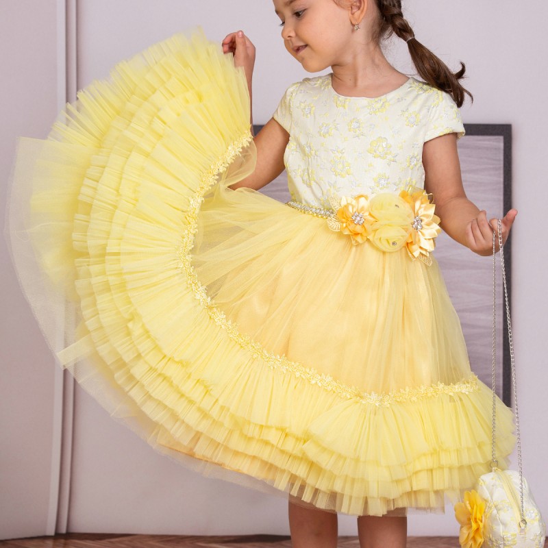 KIZ ÇOCUK KABARIK ETEK ELBİSE