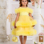 KABARIK TÜLLÜ KIZ ÇOCUK ELBİSE