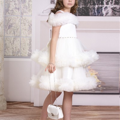 KABARIK TÜLLÜ KIZ ÇOCUK ELBİSE