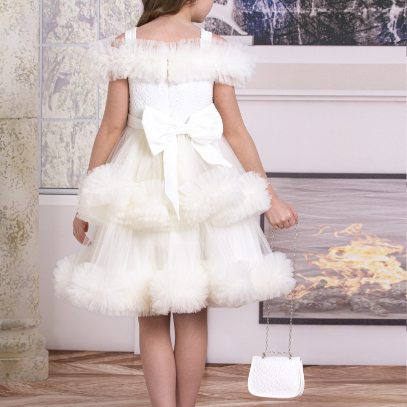 KABARIK TÜLLÜ KIZ ÇOCUK ELBİSE