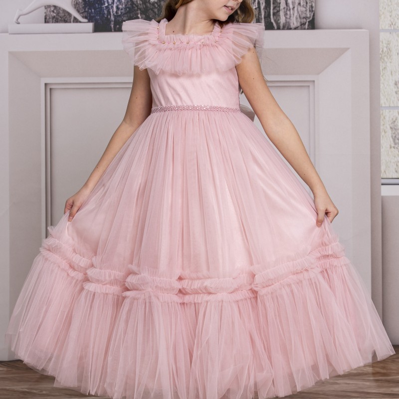 KIZ ÇOCUK UZUN TÜLLÜ ELBİSE