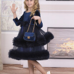 KIZ ÇOCUK TÜLLÜ KADİFE ELBİSE